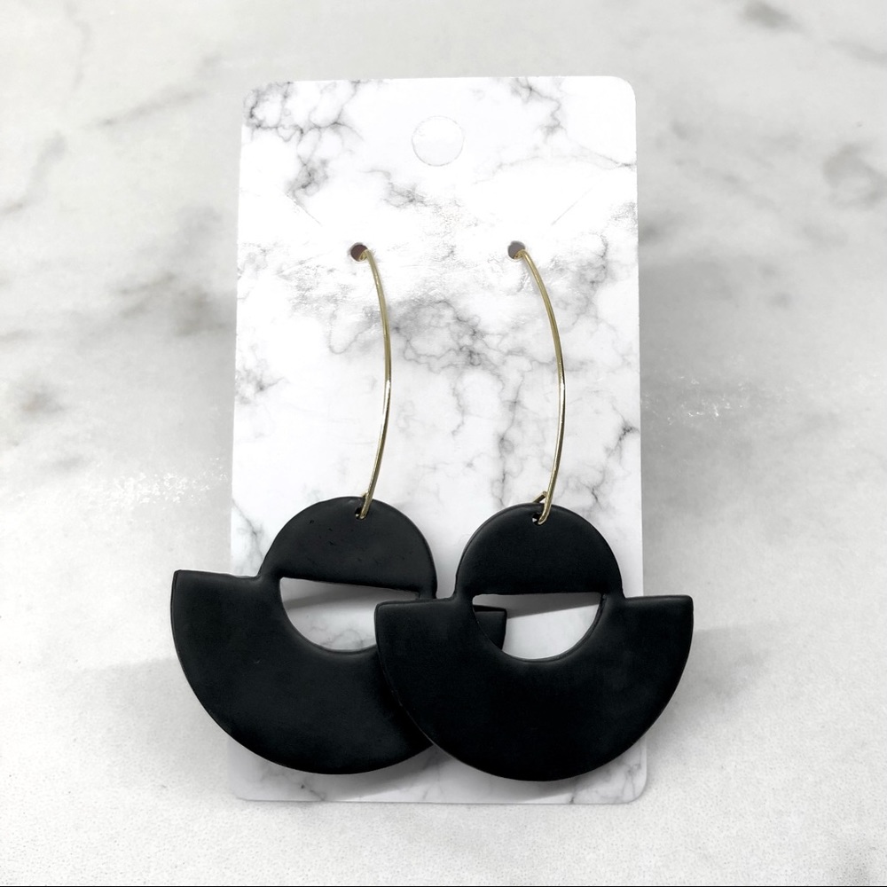 Black Chic Gold Hook Earrings
